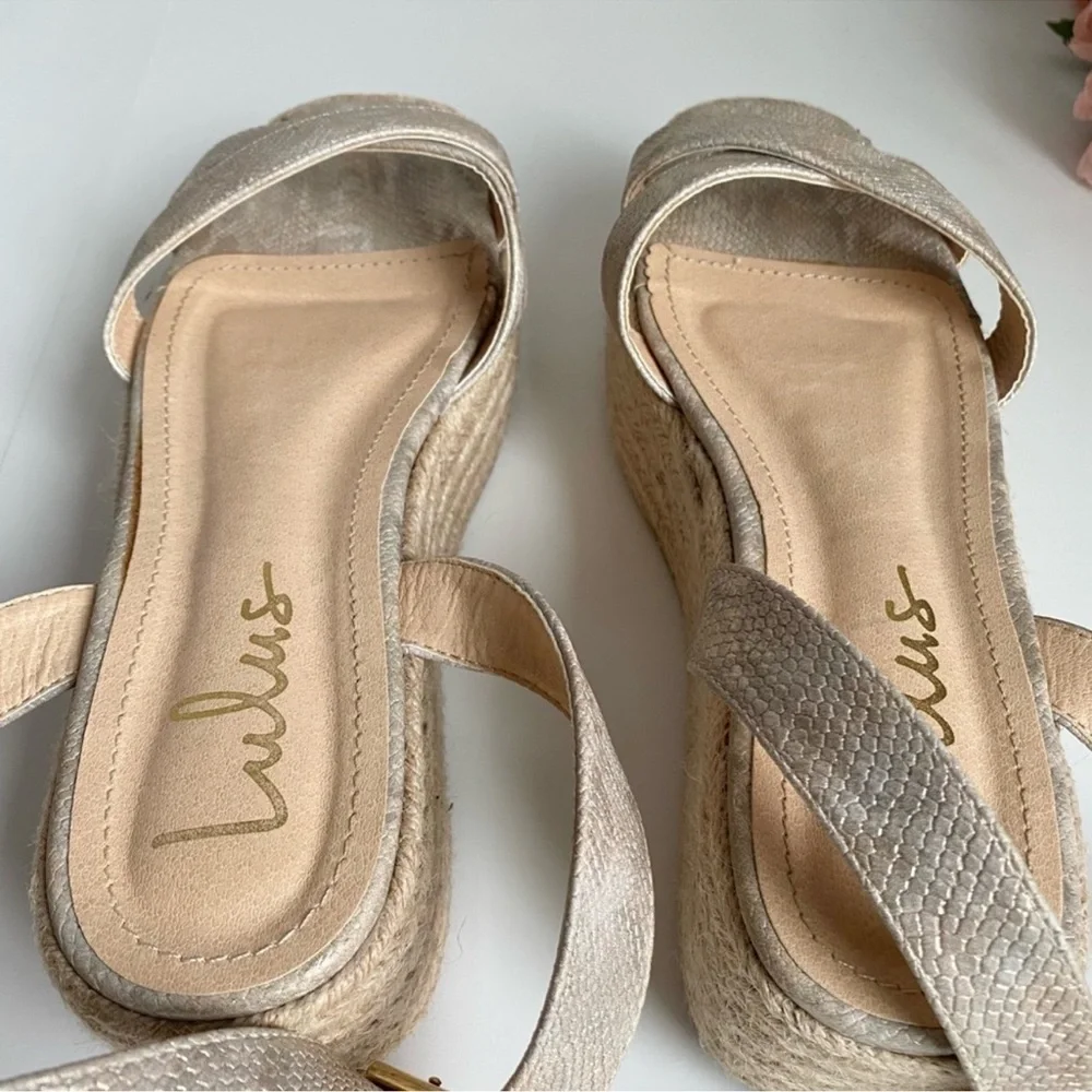 Lulu's Cobi Beige Snake Espadrille Platform Sandals